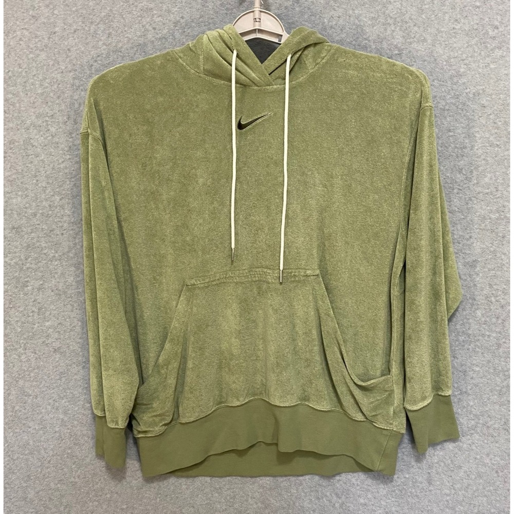 NIKE Men's Small Green‎ Terry Hoodie Cotton Rayon Blend Activewear Pullover